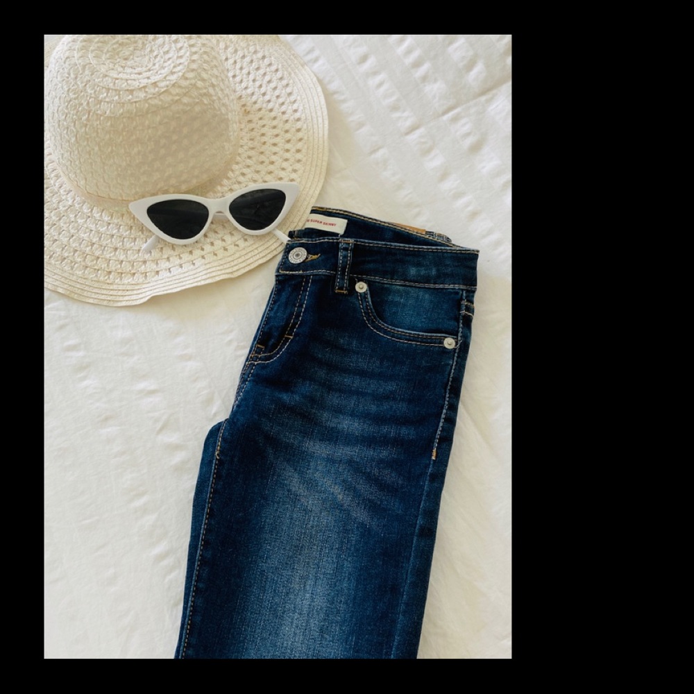 Girls Dark Wash Denim Super Skinny Levi’s Jeans